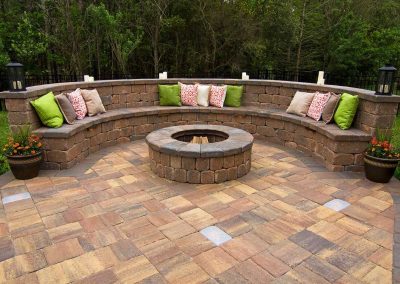 backyard with brick stone